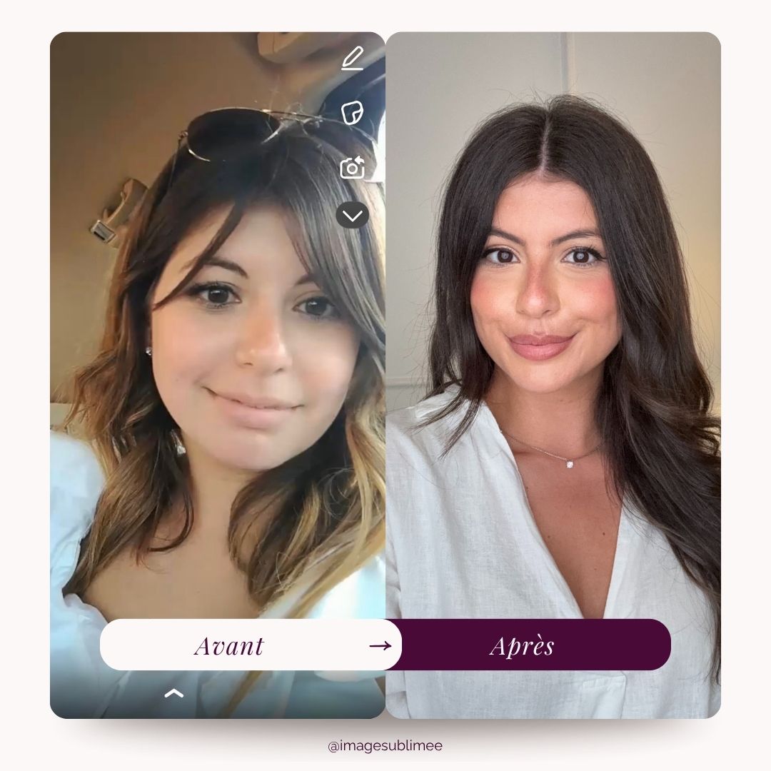 Avant et après d'une cliente accompagnée