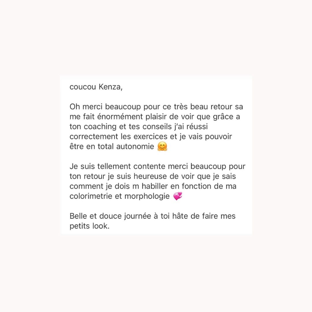 Message d'une cliente