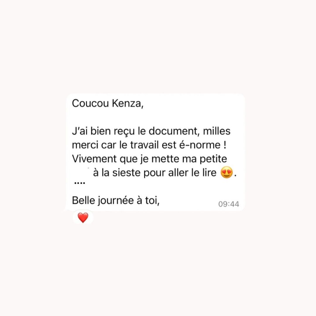 Message d'une cliente